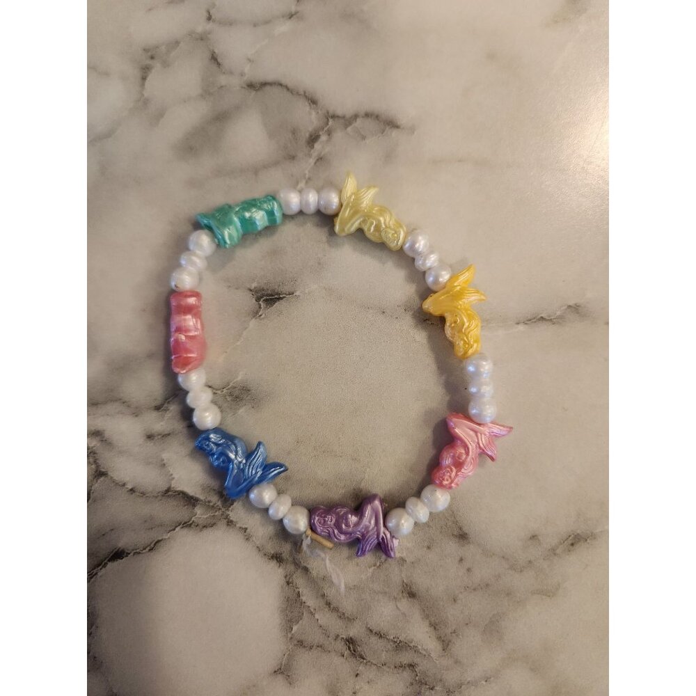 Vintage Mermaid Beaded Stretch Bracelet Multicolor Collectible Jewelry